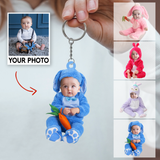 Custom Baby Rabbit Keychain, Rabbit Keychain, Easter Photo Keychain, Easter's Day Gift