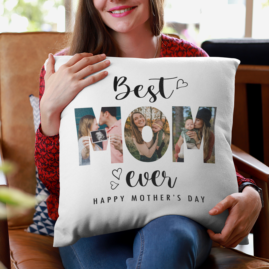 Best Mom Ever Pillow, Custom Pillow with Photo,  Gift For Mom,  Personalized Pillow With Photo, Home Decor, Mother's Day Pillow