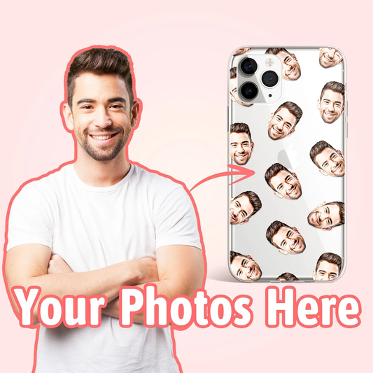 Custom face iPhone phone case, Personalized photo gifts, Custom photo phone case gift, Funny gift for him