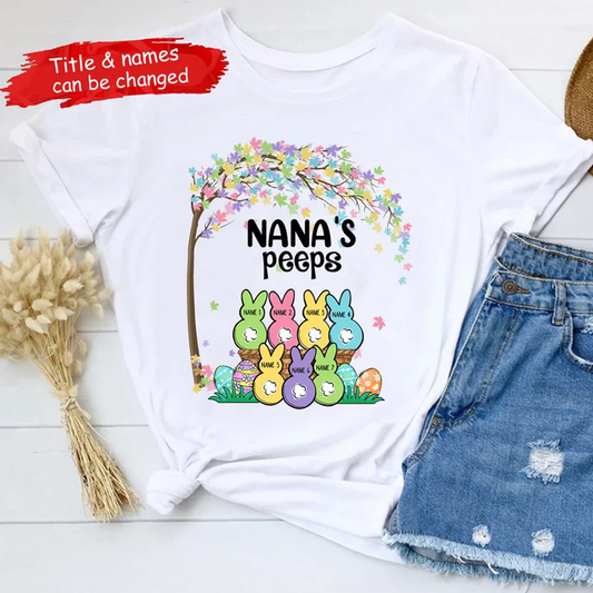 Personalized Nana's Peeps Easter T-Shirt, Custom Easter Shirt, Easter's Day Shirt, Custom Kids Name Shirt, Easter Gift