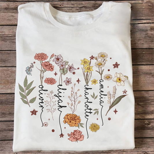 Custom Birth Month Birth Flower Tshirt, Mother's Day Gift