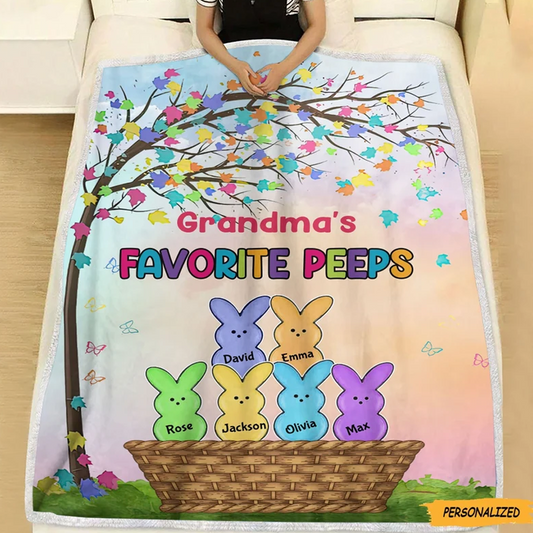 Grandma's Favourite Peeps Blanket , Gift For Grandma, Easter's Day Gift, Gift For Grandma, Mama, Mini, Nana