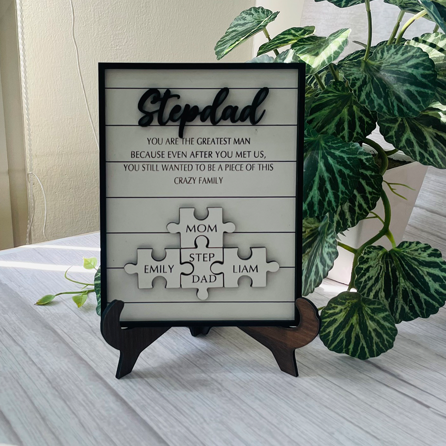 Personalized Dad Puzzle Wooden Sign, Father's Day Puzzle Sign, Gift for Dad, Custom Dad Sign