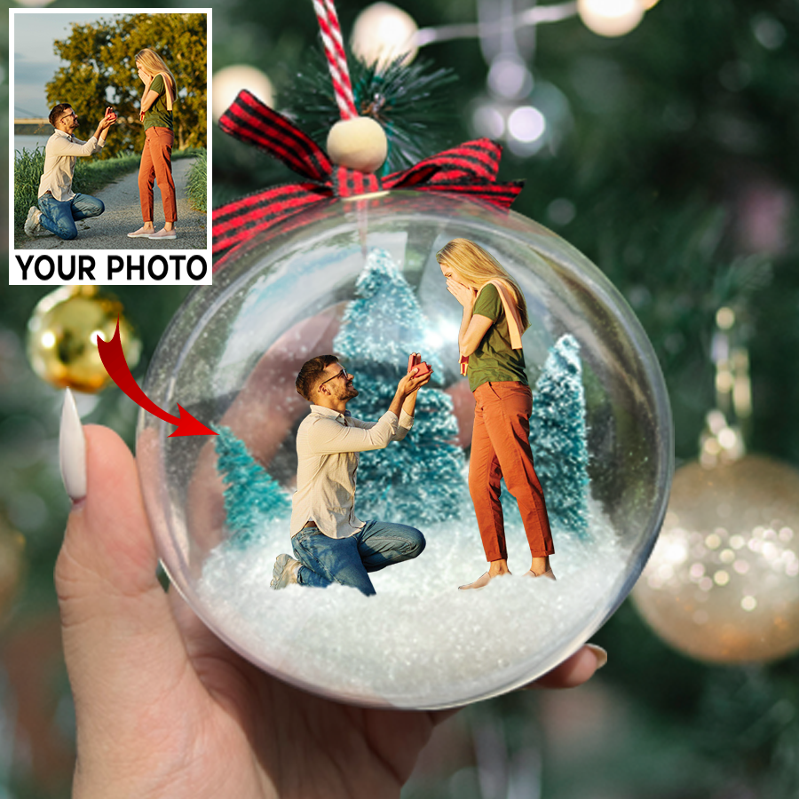 Custom Photo Christmas Ball Ornament, Personalized Christmas Gifts, Couple Ornament | Ball Couple