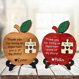 Personalized Puzzle Apple Wooden Sign, Gift for Teacher, Thank You Teacher Gift