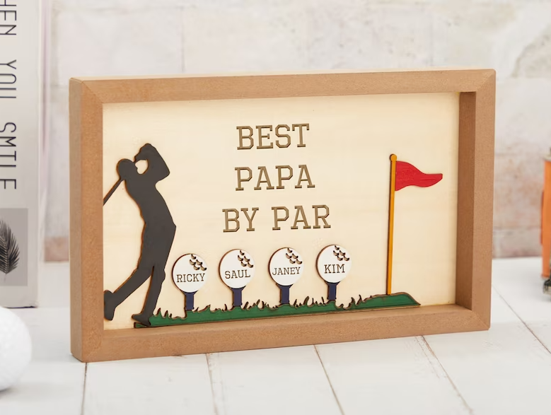 Personalized Wooden Golf Sign, Best Grandpa by Par Sign, Gift for Dad Grandfather, Father's Day Gift