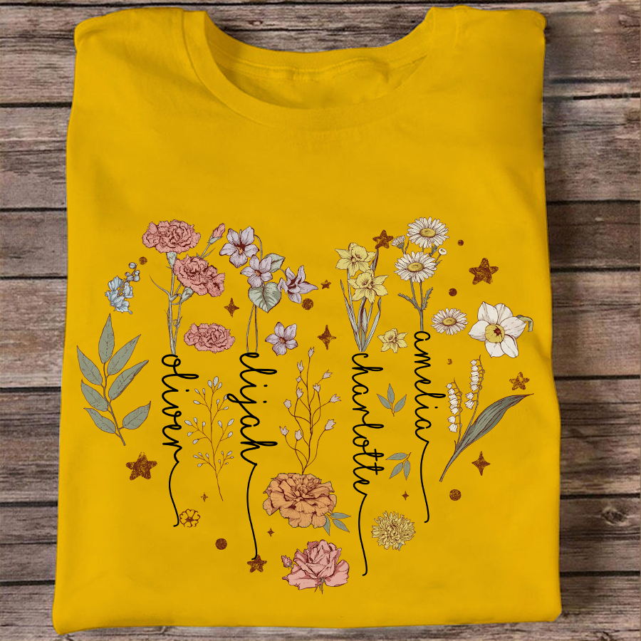 Custom Birth Month Birth Flower Tshirt, Mother's Day Gift