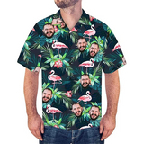 Flamingo Hawaiian Shirt With Funny Face,  Shirt For Summer Day, Custom Face Hawaiian Shirt, Tropical Flamingo Shirt, Funny Gift For Summer