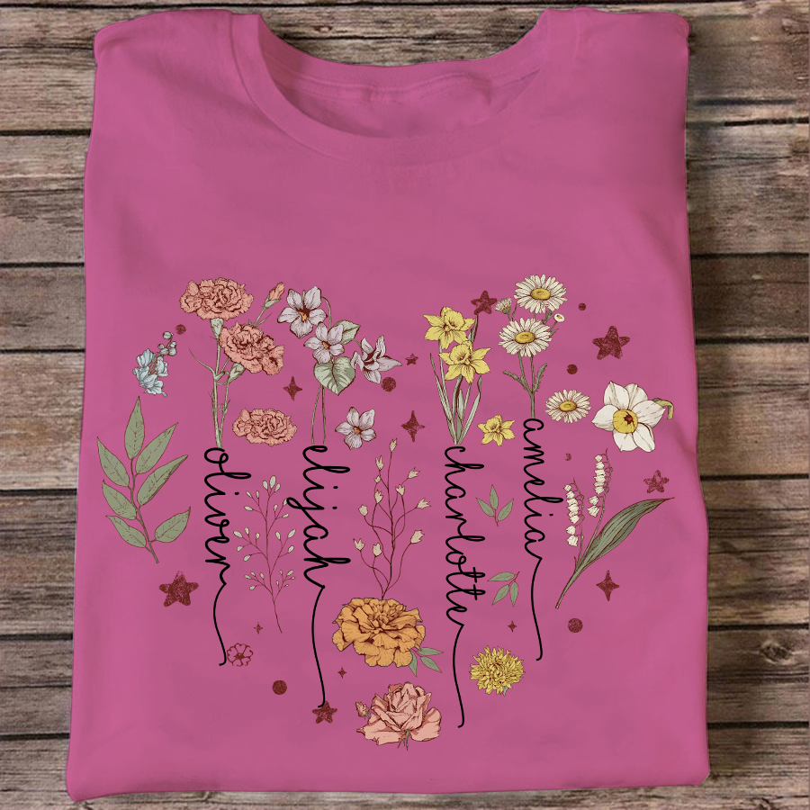 Custom Birth Month Birth Flower Tshirt, Mother's Day Gift