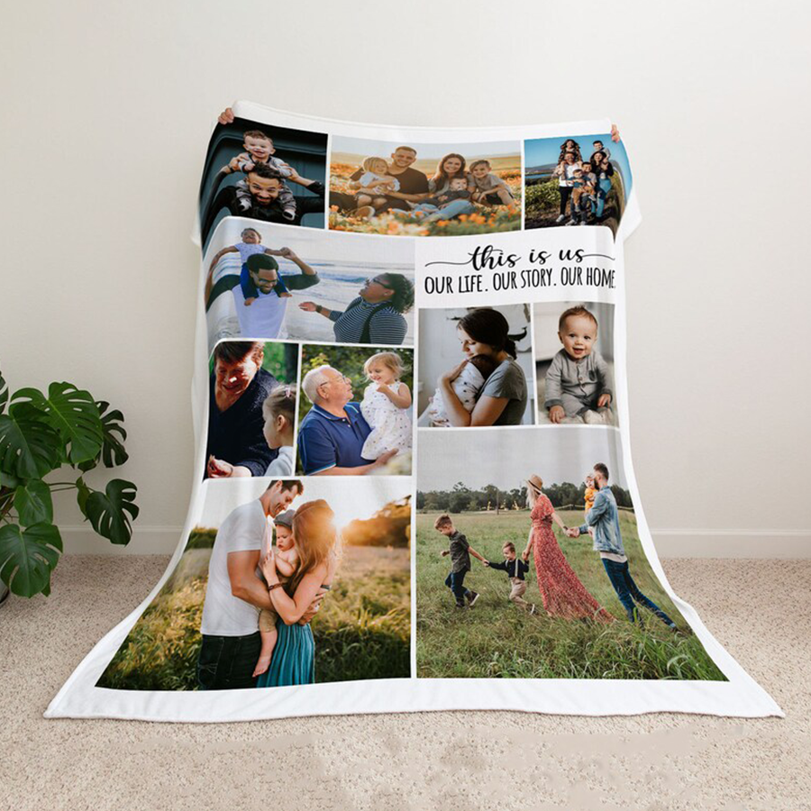 Custom Blanket with Family Photos Collage, Personalized Picture Blanket Memorable Gift, Blanket For Family, Home Decor