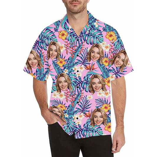 Tropical Beach With Custom Face Shirt , Shirt For Summer Day, Custom Face Hawaiian Shirt, Funny Gift For Summer